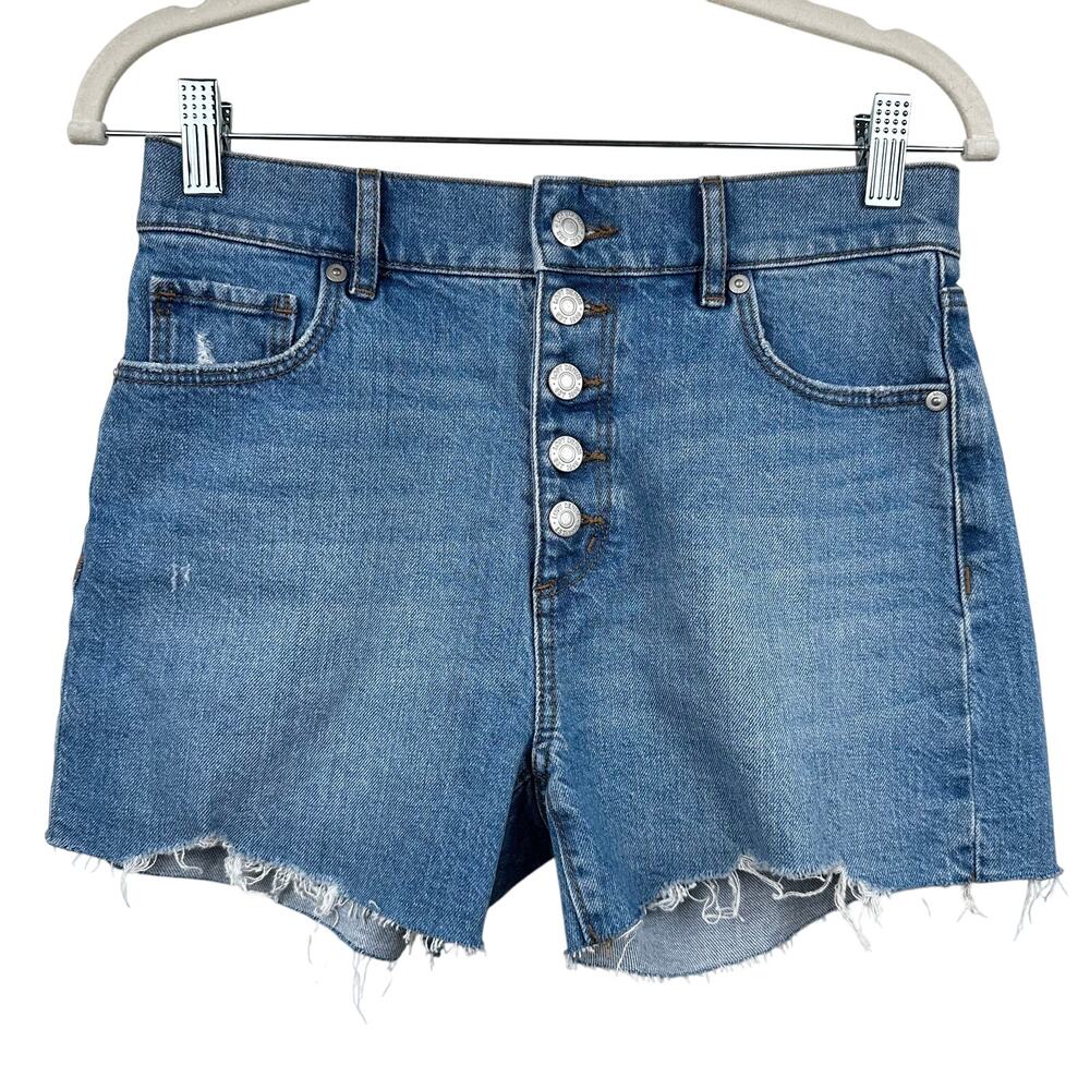 NEW Loft Denim Short High Rise Cut Off Button Fly Size 24 Raw Hem